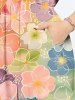 Plus Size Ombre Colorful Flowers Print Split Hawaii Midi Dress -  