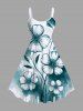 Ink Painting Splatter Flower Branch Print Plus Size Matching Hawaii Beach Outfit For Couples -  