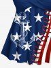 Maillot de bain imprimé drapeau américain patriotique, ancre, surpiqûres 3D, grande taille, tenue assortie pour couples - Bleu 