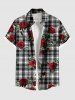 Ensemble chemise et barboteuse hawaïennes assorties, grande taille, tenue de plage, imprimé à carreaux, fleurs roses, pour couples - Noir 