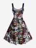 Tenue de plage hawaïenne assortie grande taille à imprimé fleurs tropicales Gorilles pour couples - Noir 