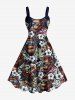 Tenue de plage hawaïenne assortie grande taille à imprimé fleurs tropicales Gorilles pour couples - Noir 
