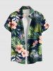 Ensemble chemise et barboteuse hawaïennes assorties, grande taille, tenue de plage à imprimé feuilles tropicales et fleurs pour couples - Noir 