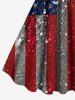 Glitter Sequins Patriotic American Flag Print Plus Size Matching Outfit For Couples -  