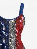 Glitter Sequins Patriotic American Flag Print Plus Size Matching Outfit For Couples -  