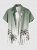 Matching Hawaii Shirt and Romper Plus Size Beach Outfit Coconut Tree Ombre Print For Couples -  