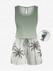 Matching Hawaii Shirt and Romper Plus Size Beach Outfit Coconut Tree Ombre Print For Couples -  