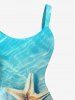 Tenue de plage hawaïenne assortie grande taille à imprimé étoiles de mer et ondulations marines pour couples - Jaune 