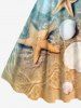 Tenue de plage hawaïenne assortie grande taille à imprimé étoiles de mer et ondulations marines pour couples - Jaune 