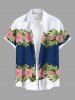 Tenue de plage hawaïenne assortie grande taille à imprimé hibiscus et feuilles thématiques pour couples - Bleu 