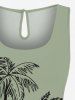 Ensemble chemise hawaïenne et barboteuse grande taille, imprimé cocotier, pour couple - Vert clair 