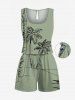 Ensemble chemise hawaïenne et barboteuse grande taille, imprimé cocotier, pour couple - Vert clair 