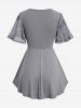 T-shirt 2 en 1 à lacets et superposition de dentelle papillon grande taille - Gris Foncé 4X | US 26-28