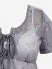T-shirt 2 en 1 à lacets et superposition de dentelle papillon grande taille - Gris Foncé 4X | US 26-28