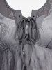 T-shirt 2 en 1 à lacets et superposition de dentelle papillon grande taille - Gris Foncé 4X | US 26-28