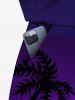 Plus Size Coconut Tree Ombre Galaxy Print Hawaii Drawstring Pocket Romper -  