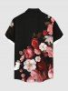 Chemise hawaïenne à imprimé floral ombré grande taille et poche boutonnée pour homme - Noir 2XL