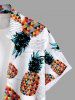 Plus Size Colorful Geometric Colorblock Pineapple Print Hawaii Button Pocket Shirt For Men -  