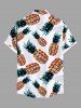 Plus Size Colorful Geometric Colorblock Pineapple Print Hawaii Button Pocket Shirt For Men -  