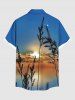 Chemise hawaïenne grande taille à imprimé floral, ombré, coucher de soleil et crépuscule, avec poches boutonnées, pour homme - Bleu 5XL