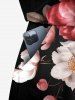 Plus Size Ombre Flower Print Hawaii Drawstring Pocket Romper -  