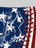 Plus Size Patriotic American Flag Anchor 3D Topstitching Print Hawaii Cruise Drawstring Beach Shorts For Men -  