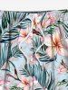Plus Size Tropical Leaf Hibiscus Flower Print Hawaii Beach Shorts For Men -  
