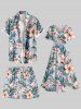 Plus Size Tropical Leaf Hibiscus Flower Print Hawaii Beach Shorts For Men -  
