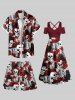 Plus Size Skulls Skeleton Rose Flower Crow Print Hawaii Beach Shorts For Men -  
