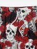 Plus Size Skulls Skeleton Rose Flower Crow Print Hawaii Beach Shorts For Men -  