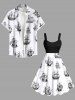 Plus Size Ship Sea Waves Cruise Print Hawaii Tank Dress -  