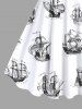 Robe débardeur hawaïenne grande taille à imprimé vagues et voilier - Blanc 4X
