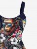 Plus Size Gorillas Tropical Flowers Print Hawaii Tank Dress -  