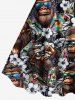 Plus Size Gorillas Tropical Flowers Print Hawaii Tank Dress -  