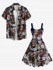 Plus Size Gorillas Tropical Flowers Print Hawaii Tank Dress -  