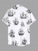 Chemise hawaïenne grande taille à boutons et poches, imprimé vagues et croisière, pour homme - Blanc S
