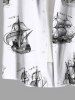 Chemise hawaïenne grande taille à boutons et poches, imprimé vagues et croisière, pour homme - Blanc S