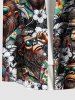 Chemise hawaïenne grande taille à imprimé gorilles et fleurs tropicales, avec poches et boutons, pour homme - Noir L