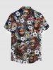 Chemise hawaïenne grande taille à imprimé gorilles et fleurs tropicales, avec poches et boutons, pour homme - Noir 4XL