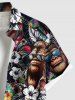 Chemise hawaïenne grande taille à imprimé gorilles et fleurs tropicales, avec poches et boutons, pour homme - Noir 4XL
