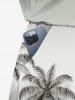 Plus Size Coconut Tree Ombre Print Cinched Hawaii Romper -  