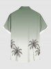 Chemise hawaïenne grande taille à imprimé cocotier ombré et boutons avec poches pour homme - Vert clair M