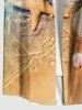 Plus Size Sea Ripples Beach Starfish Print Buttons Pocket Hawaii Shirt For Men -  