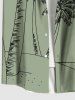 Plus Size Coconut Tree Print Buttons Pocket Hawaii Shirt For Men -  