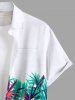 Chemise hawaïenne grande taille à imprimé feuilles tropicales et fleurs, avec poches et boutons, pour homme - Blanc 2XL