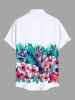 Chemise hawaïenne grande taille à imprimé feuilles tropicales et fleurs, avec poches et boutons, pour homme - Blanc 5XL