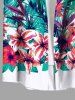 Chemise hawaïenne grande taille à imprimé feuilles tropicales et fleurs, avec poches et boutons, pour homme - Blanc 5XL