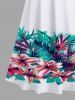 Plus Size Tropical Leaf Flowers Print Cold Shoulder Crisscross Hawaii Maxi Dress -  