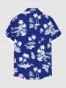 Plus Size Coconut Tree Seascape Flowers Pineapple Print Buttons Pocket Hawaii Shirt For Men -  