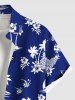 Plus Size Coconut Tree Seascape Flowers Pineapple Print Buttons Pocket Hawaii Shirt For Men -  